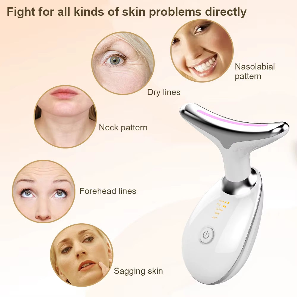 Facial Massager Face Lifting Machine EMS Facial Microcurrent Red Light Therapy Anti-Aging Facial Massager Neck Face Lift Device