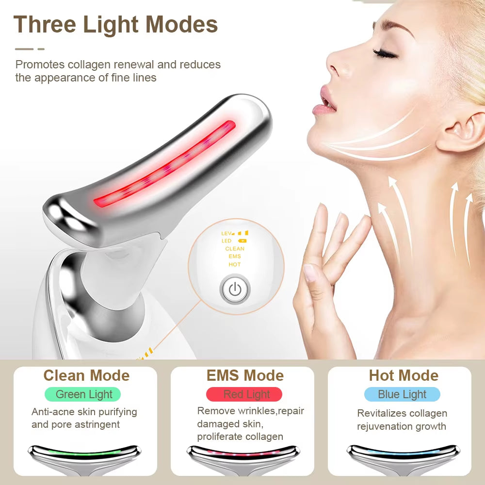 Facial Massager Face Lifting Machine EMS Facial Microcurrent Red Light Therapy Anti-Aging Facial Massager Neck Face Lift Device